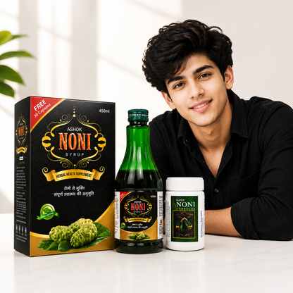 Ashok Noni Syrup 450ml + FREE 30 Noni Capsules | Herbal Health Supplement