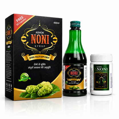 Ashok Noni Syrup 450ml + FREE 30 Noni Capsules | Herbal Health Supplement