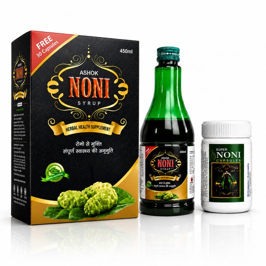 Ashok Noni Syrup 450ml + FREE 30 Noni Capsules | Herbal Health Supplement