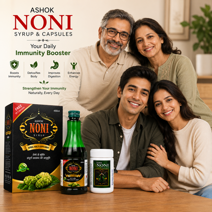 Ashok Noni Syrup 450ml + FREE 30 Noni Capsules | Herbal Health Supplement